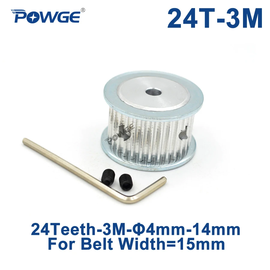 

POWGE Arc HTD 3M Timing Pulley 24 Teeth Bore 4/5/6/6.35/8/10/12mm for Width 15mm 3M Synchronous Belts HTD3M pulley 24T 24Teeth