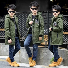 Children’s clothing boy’s long coat plus velvet thickening autumn and winter coat boys boys Korean version of the handsome coat