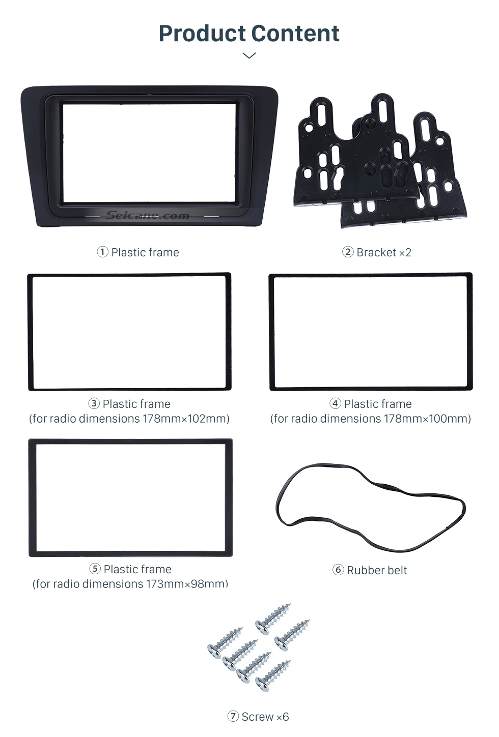 Seicane Black 2Din Car Radio Fascia Frame DVD CD Player Trim Kit Panel For Skoda Rapid Spaceback