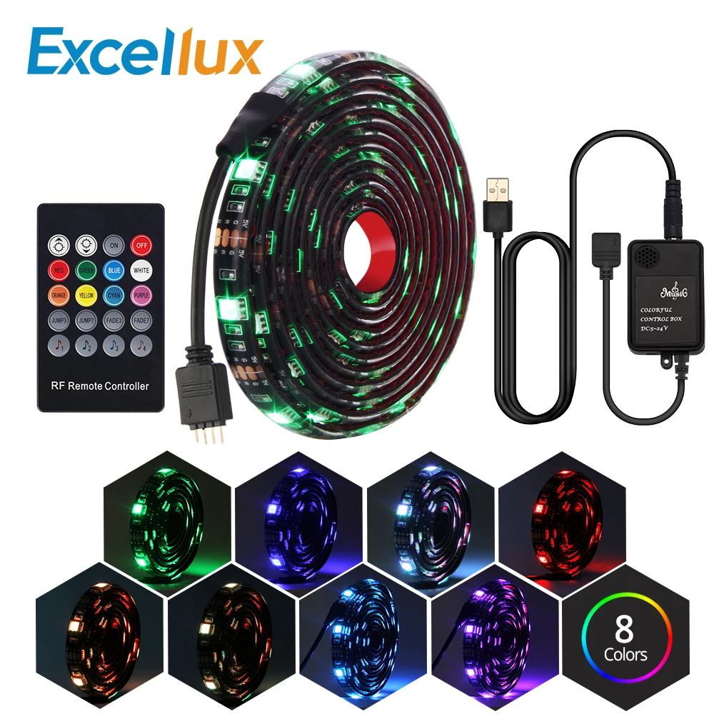 1 комплект RGB 5050 Светодиодная лента 0 5 м/1 м/2 м 30 светодиодов/м DC5V с