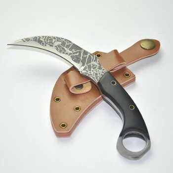

hunting knife 440c blade wood handle camping survival tactical fixed knife hunting pocket Knives tool with Leather sheath