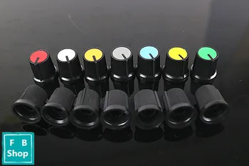 

10PCS/LOT 6mm Shaft Hole Dia Plastic Threaded Knurled Potentiometer Knobs Caps