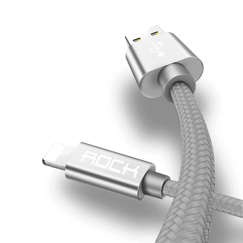 ROCK для iPhone usb кабель IOS 13 12 11 10 9 быстрое зарядное устройство USB зарядка кабелей шнур 2.1A для мобильного телефона зарядное устройство - Цвет: Grey