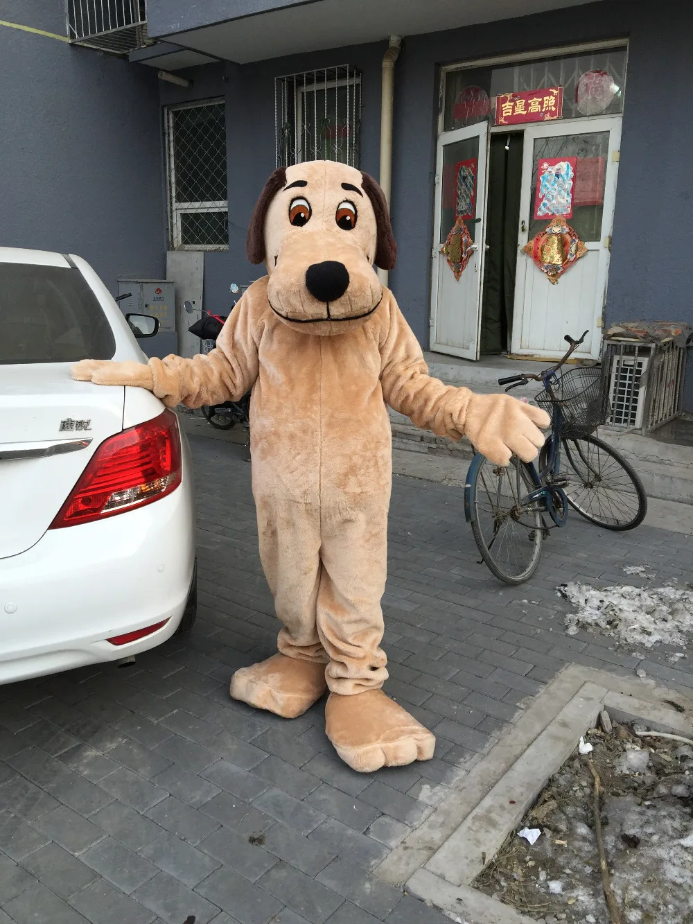 2018 New High Quality Brown Dog Mascot Costume Adult Size Halloween Outfit Fancy Dress Suit Free