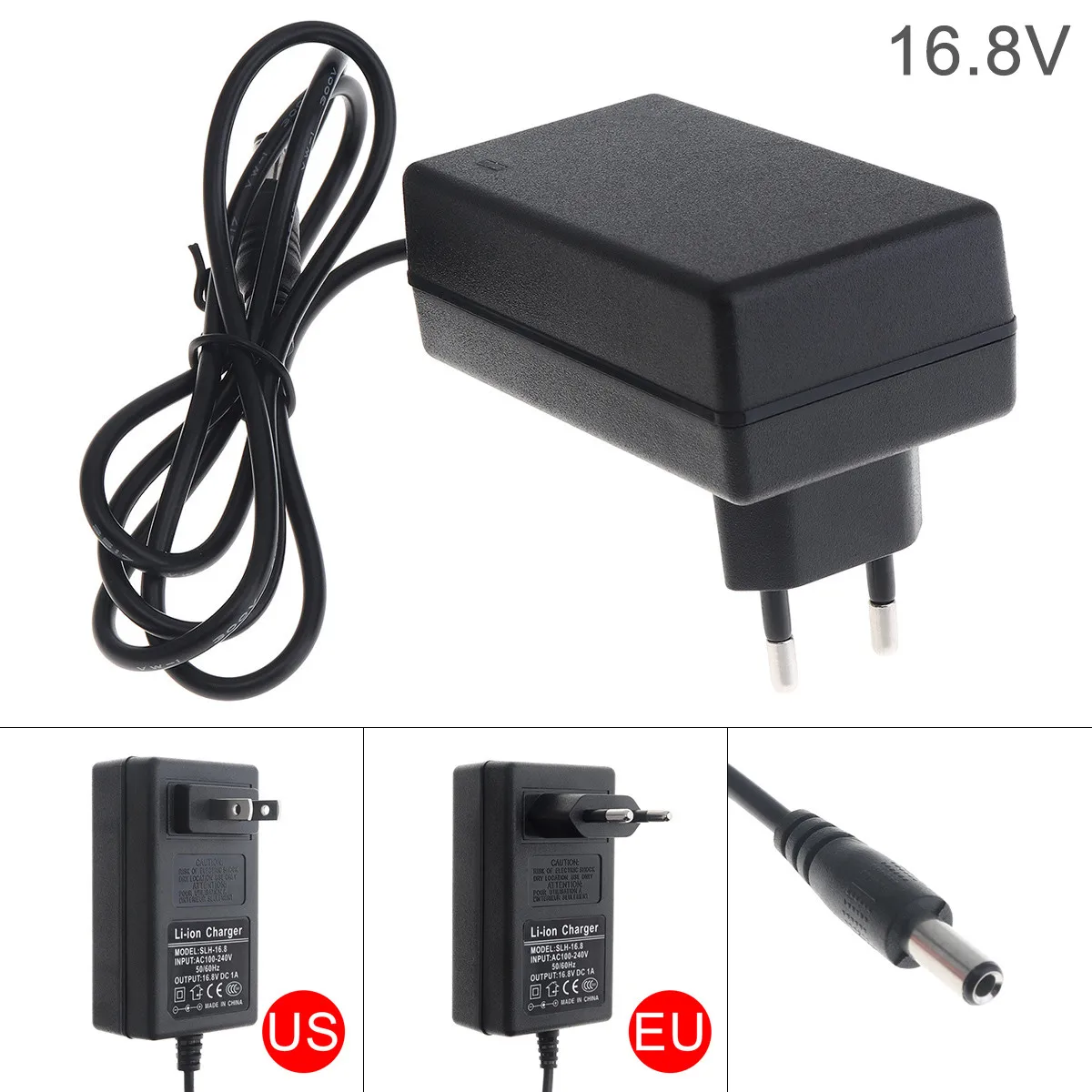 90cm 16.8V Lithium Battery Electric Drill Power Adapter Charger EU US Plug for Electric Screwdriver