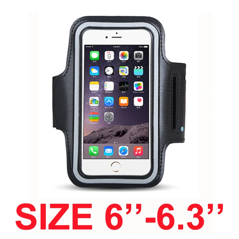 Нарукавная повязка для размера 4,5 ''4,7'' 5,5 ''6'' 6,3 ''дюймов, спортивный держатель для мобильного телефона, чехол для iphone, huawei, samsung, Xiaomi, телефон на руку - Цвет: Size 6--6.3 (black)