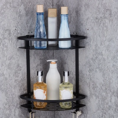 Double Layer Triangular Basket Wall Hanging Corner Rack Bathroom Shelves Shampoo Soap Cosmetic Storage Holders Racks | Обустройство