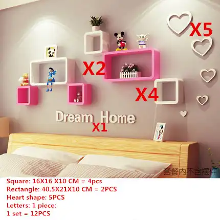 Floating Shelf Bracket Wall Shelf Creative Grid Tv Wall Wall