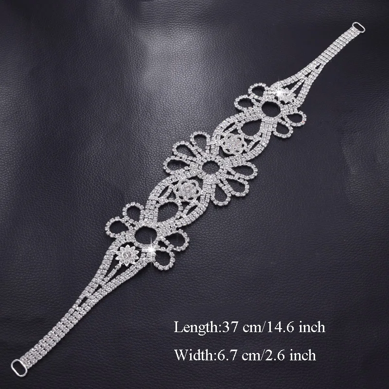 prom dress lace belts with rhinestone crystal silver (1)