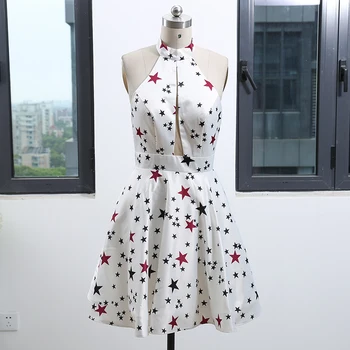 

MACloth White A-Line Halter Knee-Length Short Satin Prom Dresses Dress M 262381 Clearance