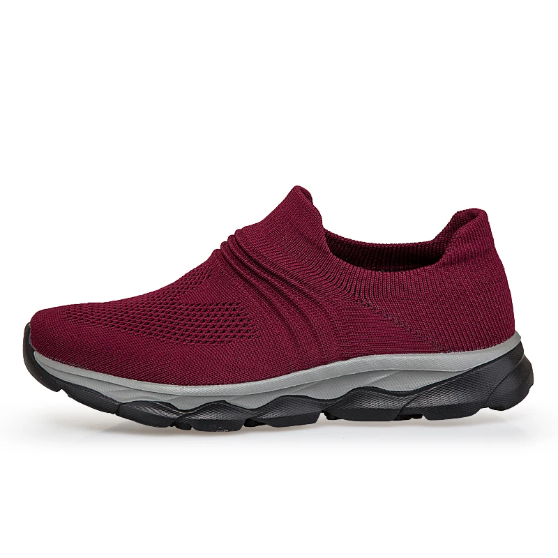 Прогулочная обувь; кроссовки; Мужская обувь; Новинка года; эластичная ткань; дышащая уличная спортивная обувь для ходьбы; zapatillas hombre Deportiva - Цвет: Red