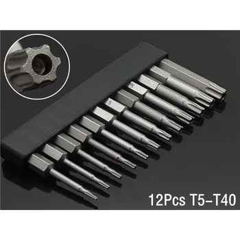 50mm 8Pcs OR 12Pcs Set Security Tamper Proof Magnetic Screwdriver Drill Bit Screw Driver Bits Hex Torx Flat Head 1/4" Hand Tools