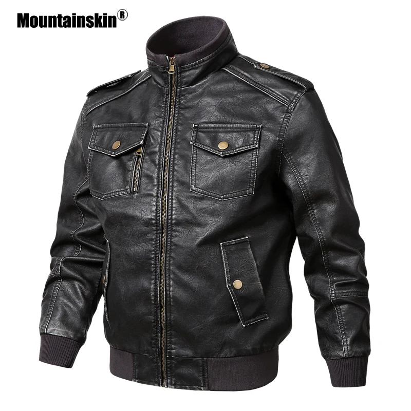 

Mountainskin 2019 New Men's PU Leather Jackets Autumn Casual Fashion Male Motorcycle Leather Coat Mens Brand Clothing 5XL SA713