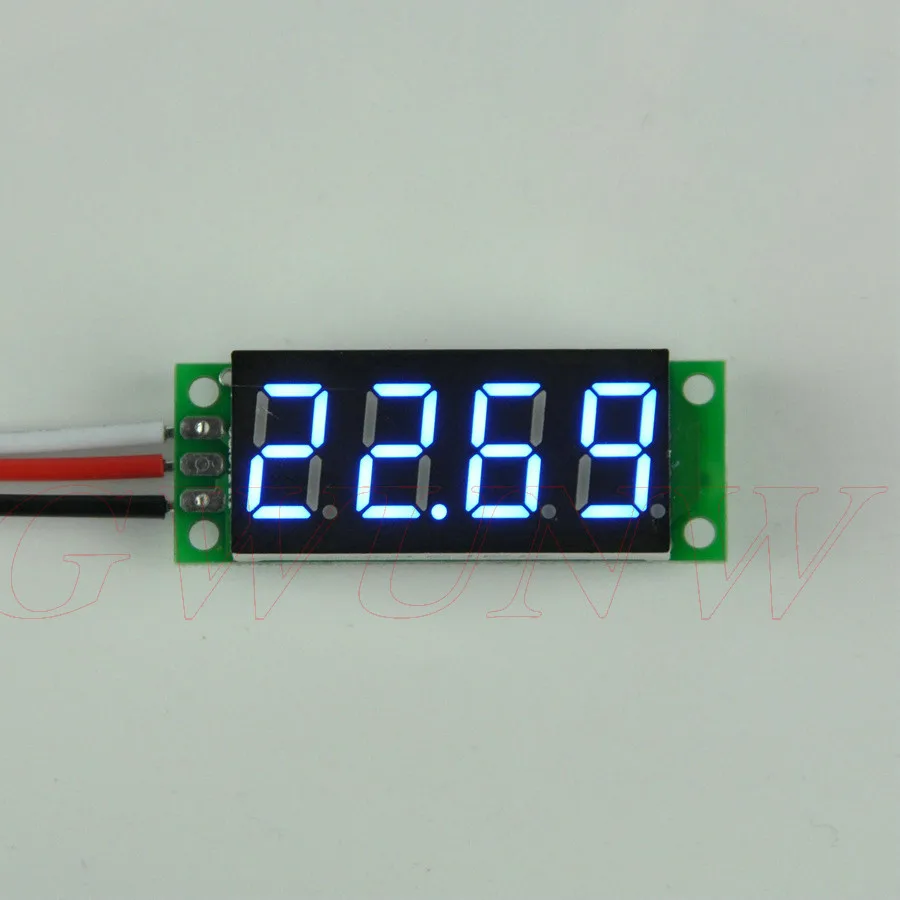 

GWUNW BY436V DC 0-30.00V(30V) 0.36 inch 4 bit Micro Voltage Tester Meter digital display LED Voltmeter No shell