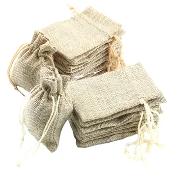 

50pcs/lot Vintage Natural Burlap Hessia Gift Bags Wedding Party Favor Pouch Jute Gift Bags Pick Size 2 Supply 9*12cm and 7*9cm