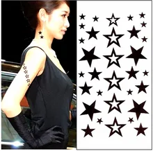 Small Black Star Temporary Tattoo Body Art Flash Tattoo Stickers 17*10cm Waterproof Home Decor Car Styling Tatoo Wall Sticker