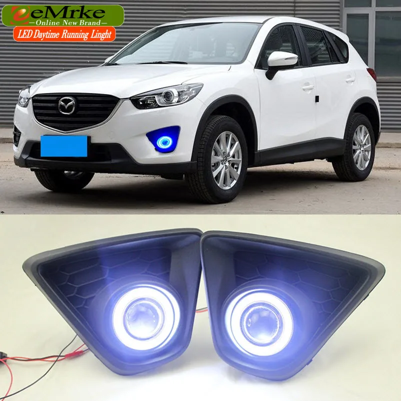 EeMrke светодиодный дневные ходовые огни Ангел глаз DRL для Mazda CX-5 CX5 Maxx H11 55 Вт галогенный противотуманный светильник