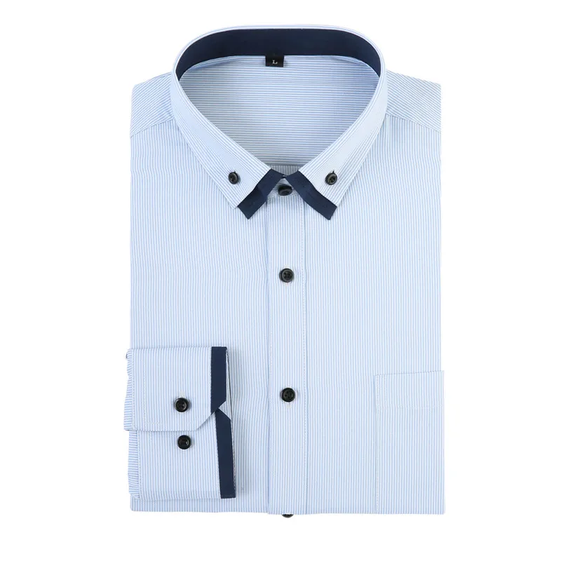 

Jeetoo 2018 Autumn Striped Men Dress Shirt Smart Casual Long Sleeve Camisa Social Massulina Blue Plus Size Mens Shirt Slim Fit