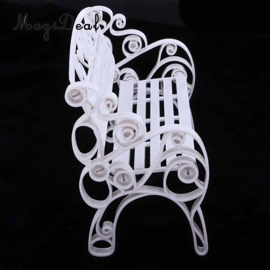 Pink 1/6 Scale Dollhouse Miniature Park Bench for Dolls House Garden Yard Furniture Decor Dolls Acc Model Toy