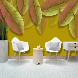 Пользовательские 3D фото обои фрески современные тропические растения Золотые листья гостиной диван ТВ задний план настенные стикеры