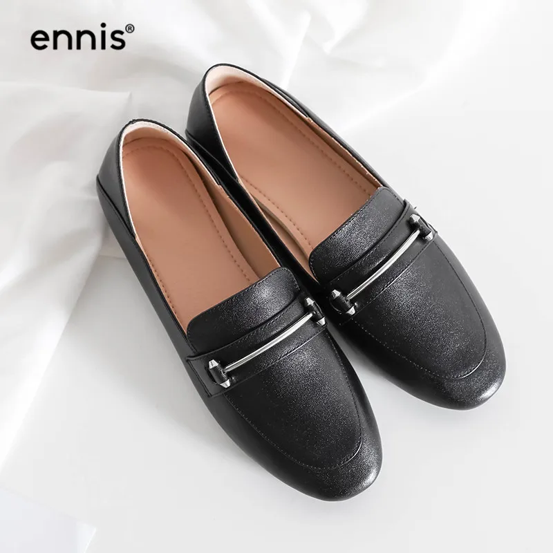 

[Clearance Sale] White Black Moccasins Women Shoes Genuin Leather Flat Loafers Slipper Fashion 2 Wear Casual Shoes Flats C948