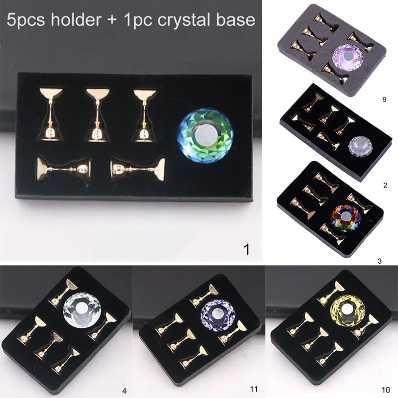 

Crystal Nail Art Display Showing Shelf Nail Holder Magnetic False Nail Tip Practice Stand Holder Base Alloy Holder Manicure Tool
