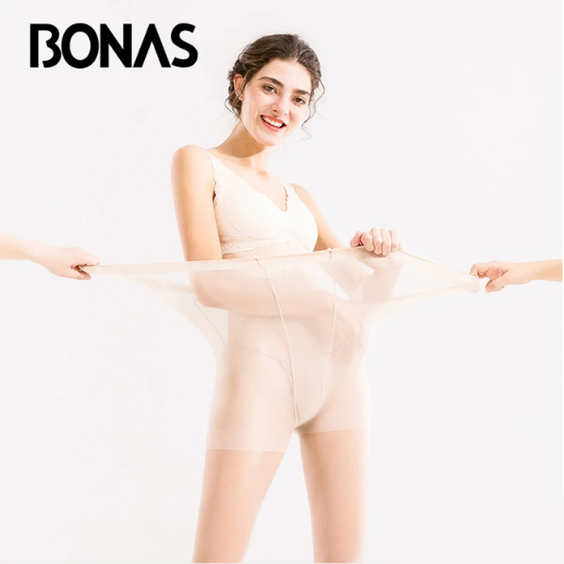 Тонкие колготки BONAS 15D женские большого размера Женские однотонные дышащие