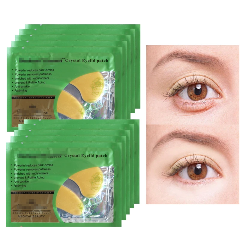 

5Pair=10PCS Crystal Collagen Gold Powder Eye Mask Crystal Mask for Eye Patches Under the Eyes Face Care Cosmetics Eyelid Patch