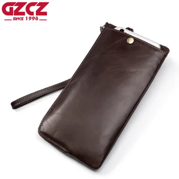 

GZCZ Men Wallets Classic Long Genuine Leather Card Holder Male Purse Quality Zipper Large Capacity Brand Luxury Wallet For Men