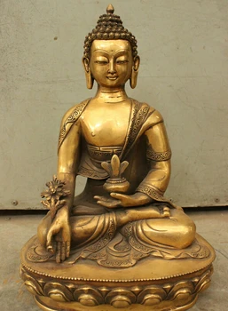 

USPS to USA S1371 13" Tibet Bronze Buddhism Shakyamuni Sakyamuni Joss Brass Medicine Buddha Statue