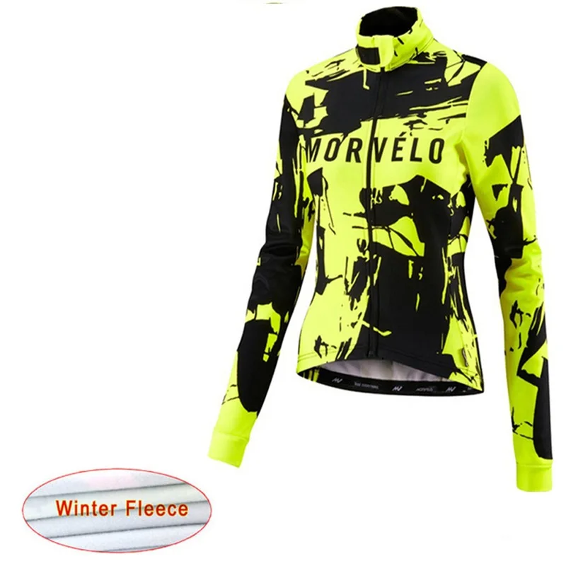 Camiseta de Ciclismo Morvelo 2018 de manga larga de Invierno para mujer Ropa de bicicleta de lana térmica para deportes al aire libre Ropa de bicicleta Ropa Ciclismo