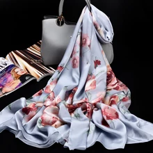 Hangzhou Natural Double Silk Scarf For Women Luxury Brand Real Silk Headscarves Ladies Pure Silk Scarfs Shawls Wraps