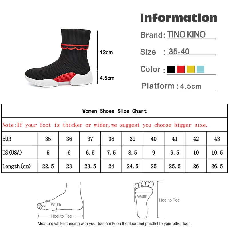 TINO KINO/носки; женские вязаные ботильоны на плоской подошве; женские дышащие повседневные удобные осенние кроссовки на платформе; Новинка года