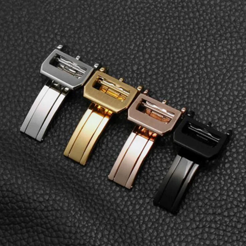 

18mm High Quality 316L Stainless Steel Butterfly Watch Band Buckle Strap Rose Gold Silver Folding Clasp For IWC Replacement