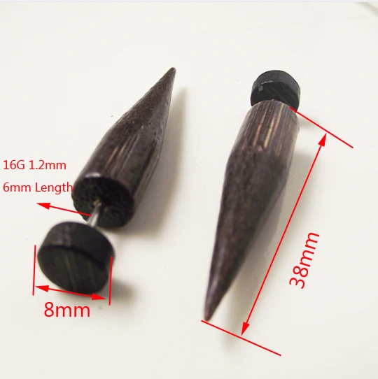 2 шт., модная Натуральная деревянная серьга, измерительные приборы, поддельные ушные пробки, тоннели, жетеры, модные пирсинг для ушей, ювелирные изделия для тела