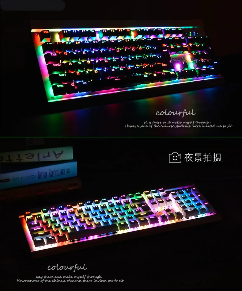 GK104 Механическая игровая Проводная клавиатура RGB на заказ 16,8 миллионов цветов 87/104 анти-ореолы русский/английский подсветка рабочего стола