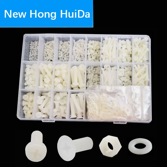 

M2 M3 M4 M5 M6 White Nylon Phillips Flat Pan Head Machine Screw Metric Thread Plastic Round Countersunk Bolt Assortment Kit Set