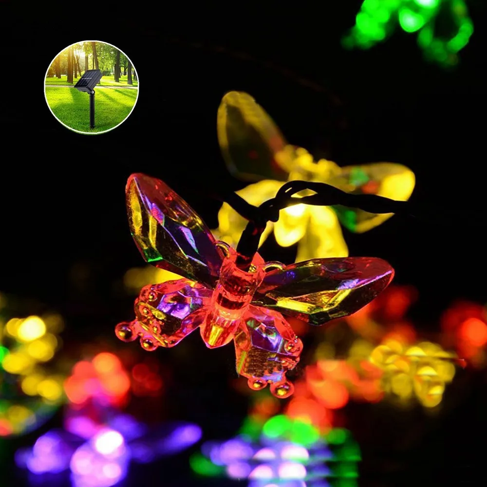

Creative butterfly Waterproof solar string light 5M20PCS Christmas decorative string lamp 2 mode Solar powered for outdoor party