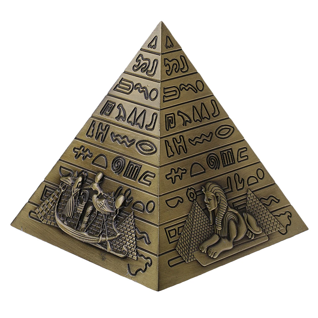 Metal Handicrafts Egyptian Pyramids Building Model Home Bookshelf Ornament Bronze