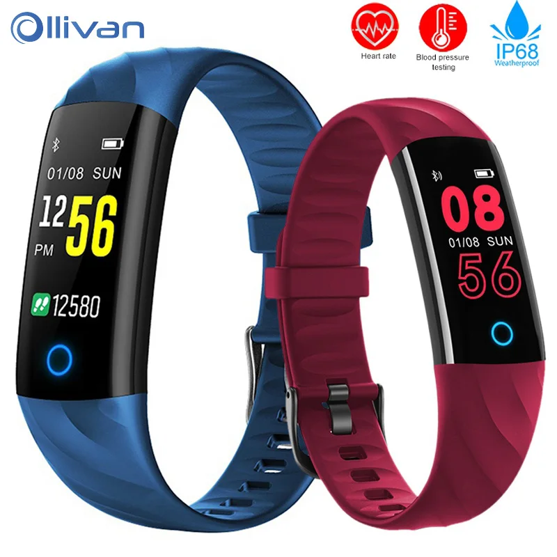 

Ollivan S5 Smart Wristband Heart Rate Tracker Bracelet Fitness Tracker Band Color LCD Touch Screen Smart Watchband PK Miband 3