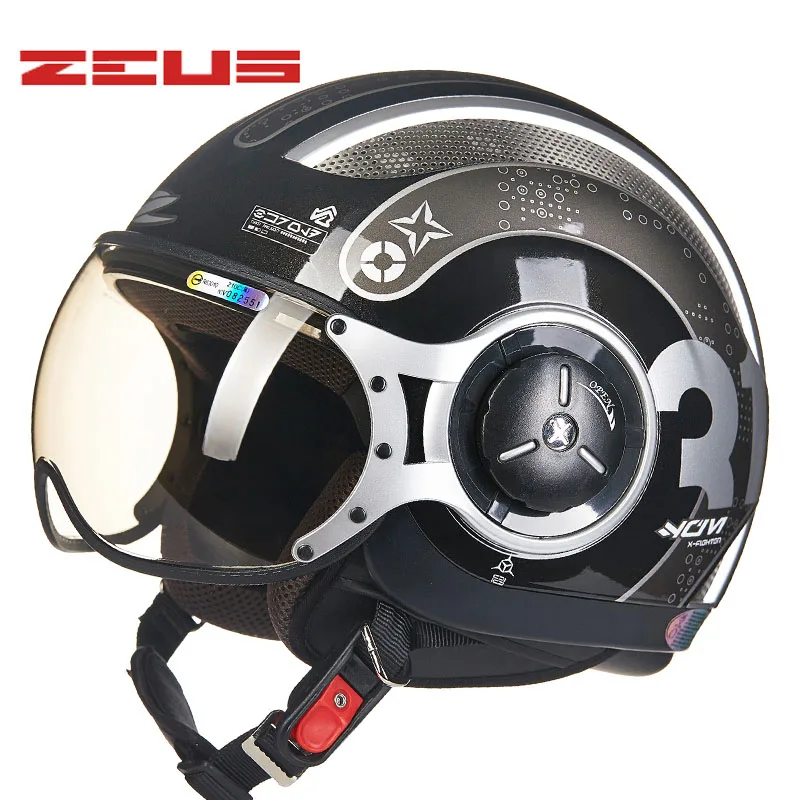 ZEUS 3/4 женский мотоциклетный шлем Jet Ретро полушлем DOT approved 218C Capacete Casco MOTO city road мужские гоночные шлемы - Цвет: grey number