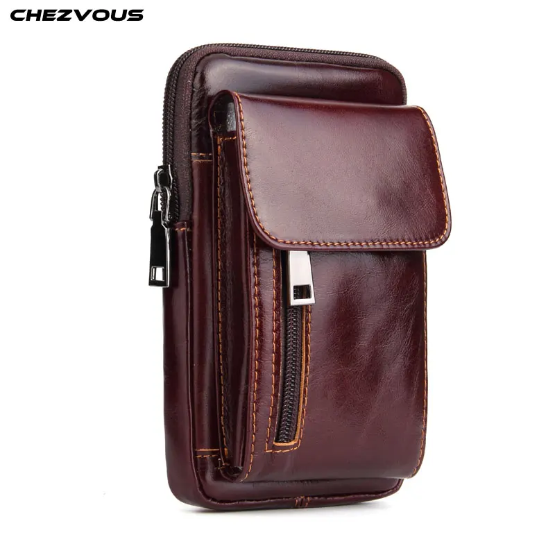 

CHEZVOUS 6.3 inch Universal Mobile Phone Bags Waist Bag for iPhone 7 8 6 plus X Retro Leather Belt Bag Pouch for Samsung S8 S9