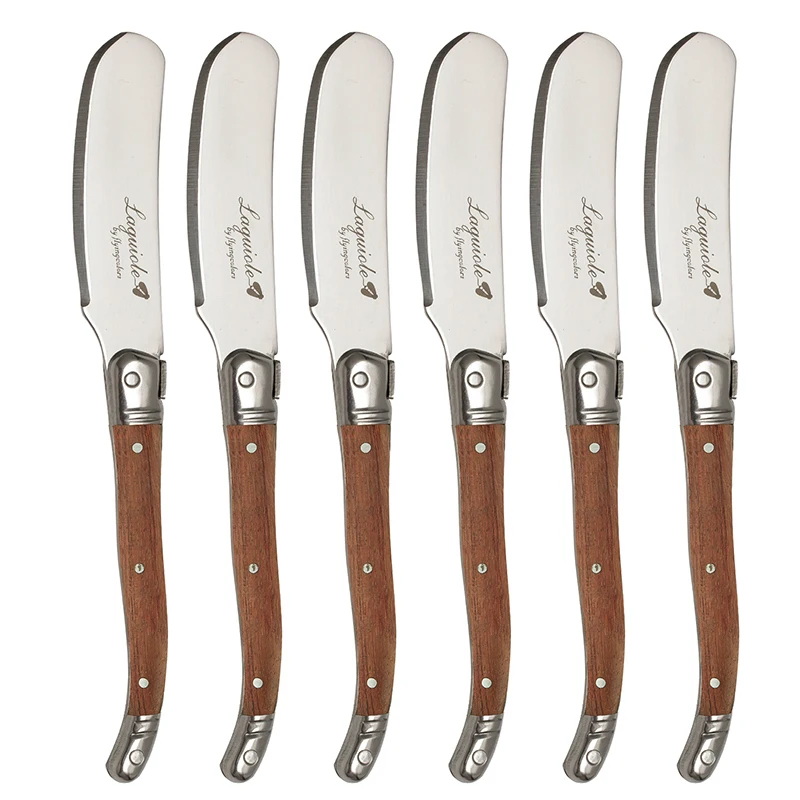 6.25" Cheese Knives Rosewood Handle Butter Knife Cheese Spreader Jam Spatula Sandwich Slicer Stainless Steel Child Kid's Cutlery