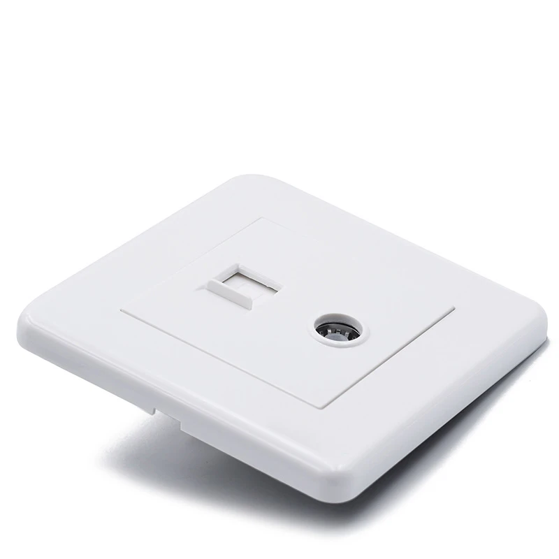 White PC RJ45 + Coaxial TV Wall Panel pic 4