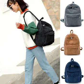 

2019 New Simple Stylish Backpack Fashion Lady Women Corduroy Rucksack Travel Shoulder Bag Girls Ladies Backpack