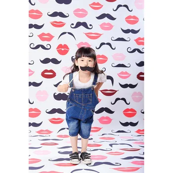 

5X7ft Vinyl Photography Background Cartoon Beard Lips Newborn Birthday Children Backdrops for Photo Studio SZ-26
