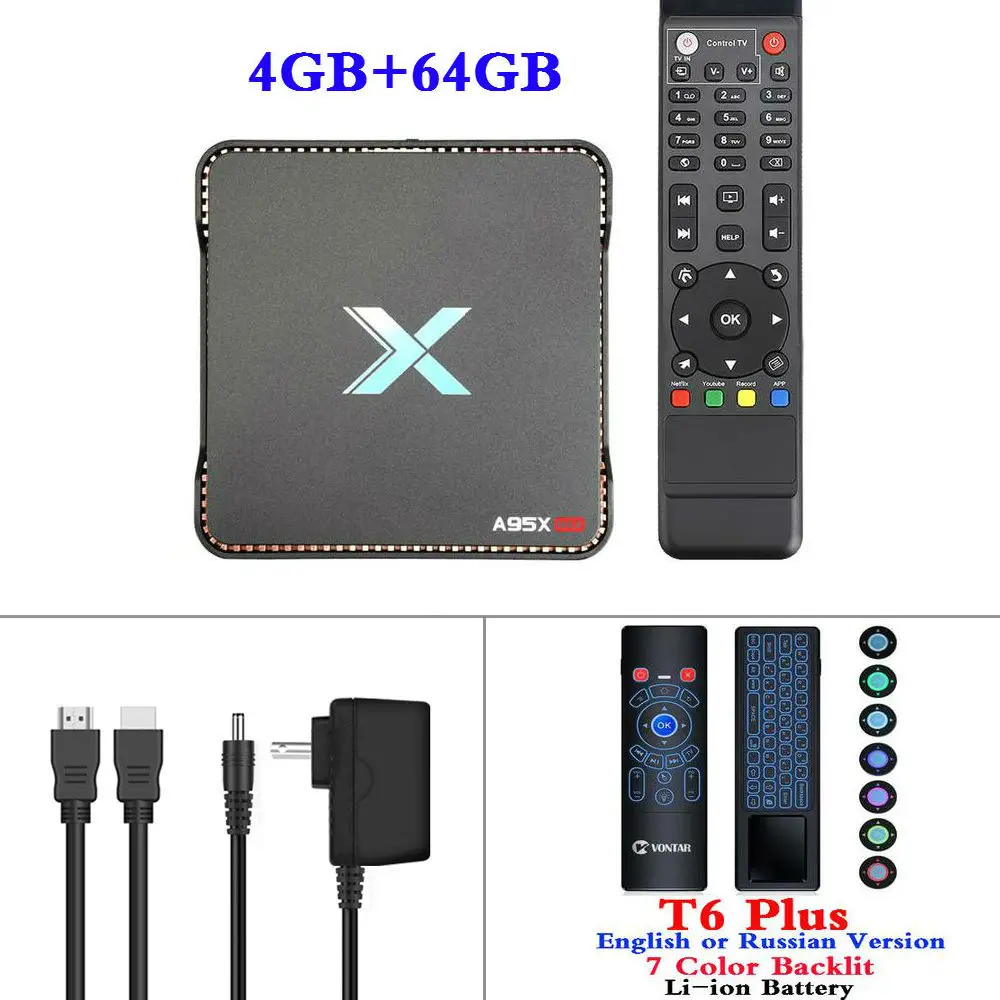 4GB64GB T6 Запись видео Android 8,1 ТВ приставка A95x Max X2 4 ГБ ОЗУ 64 Гб ПЗУ Amlogic S905X2 четырехъядерный 2,4G& 5GH Wifi Smart 4K телеприставка OTA - Цвет: 4GB64GB T6