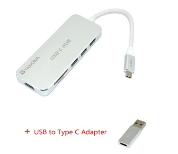 

Tanona 7 in 1 Type C Hub Adapter USB-C Thunderbolt with 4K Video HD SD / TF Card Reader 3 x USB3.0 Port Gray