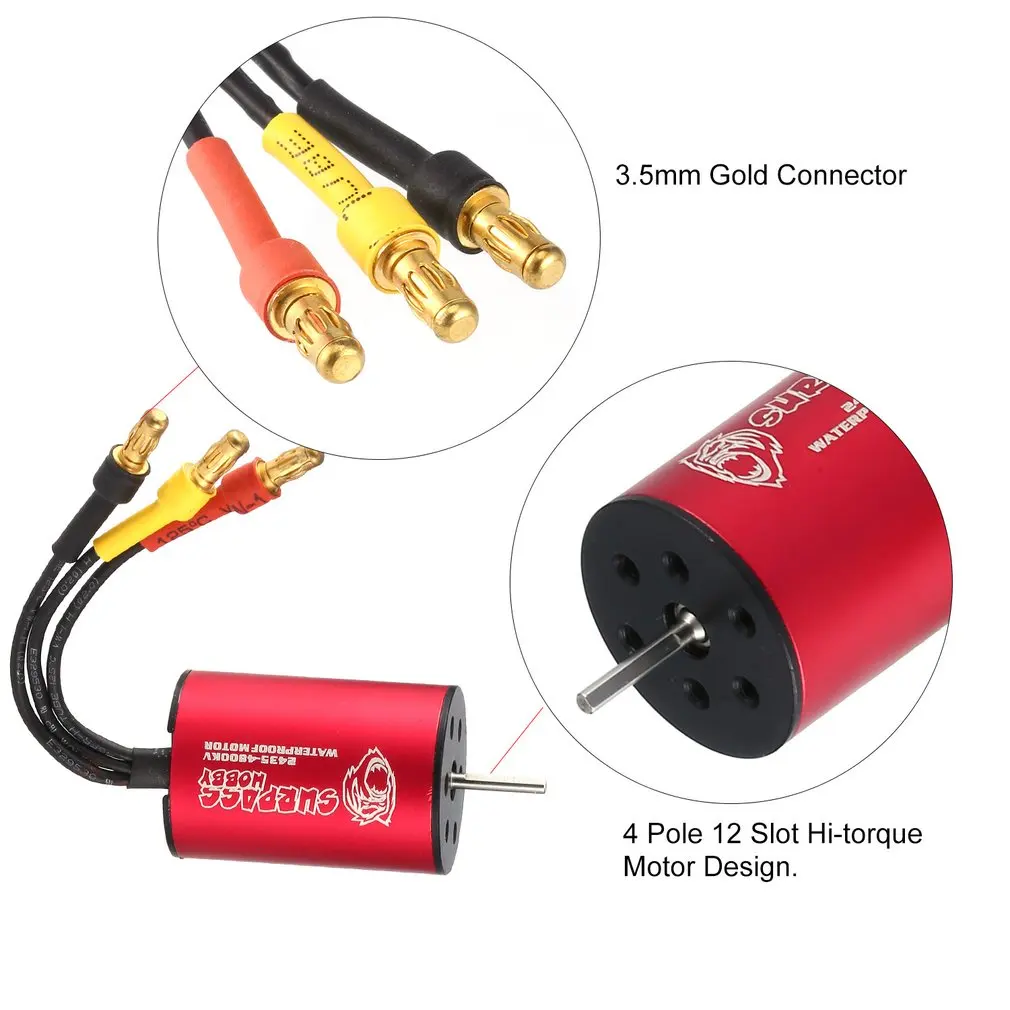 SURPASSHOBBY KK 2435 4500KV/4800KV Brushless Motor 2S for Traxxas/HSP 1:16,1:18 RC Drift Racing Climbing Off-road Car Sensorless