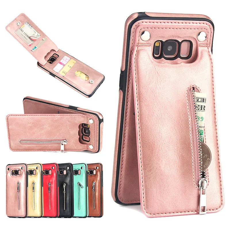 

Multi Layer Zipper Card Slots Leather Case For Samsung Galaxy S10 S9 S8 Plus S10e Vertical Flip Wallet Case For Samsung Note 9 8